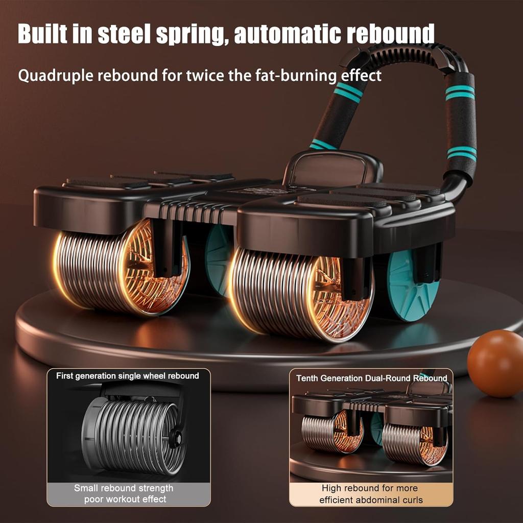 Automatic Rebound Abdominal Wheel Roller, The Upgraded Four-wheel Abdominal Wheel Core Workout Equipment Home Gym Abs Machine