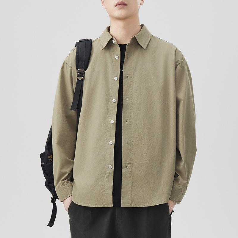 Новая японская ретро весенняя рубашка с длинным рукавом в стиле кэжуал, мужская рубашка из чистого хлопка в американском стиле