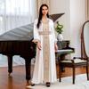White Hand Embroidered Slim Party Robes Muslim Dress