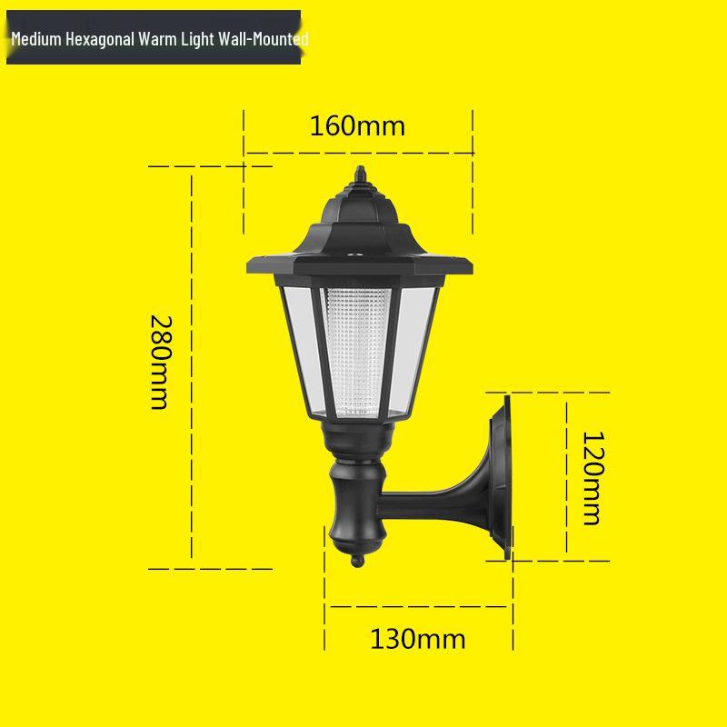 Шестигранный солнечный садовый газонный светильник и настенный фонарь