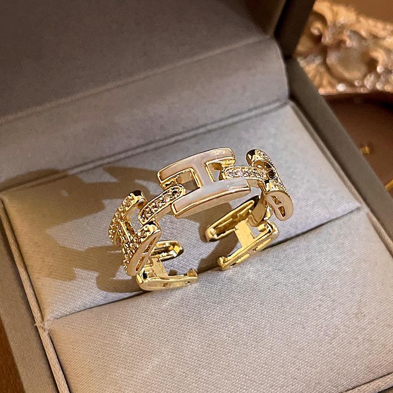 Открытое кольцо-бантик из гальванизированного золота с цирконием - корейский дизайн, роскошные ювелирные изделия