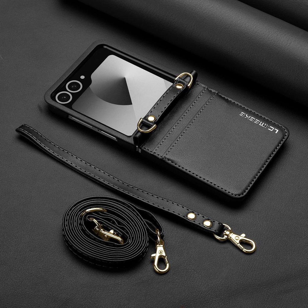Кожаный чехол-кошелек для Samsung Galaxy Z Flip7 (Совместимо с Z Flip6/Flip4)