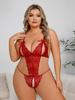 Sexy Erotic Underwear Bodysuit Open Crotch Red Lace See Through Hollow Teddies Exotic Costumes Bandage 18 Sex Lingerie Plus Size