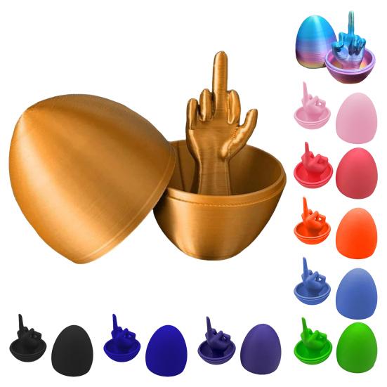 Middle Finger Easter Egg Funny Prank Toy 3D Printed Hilarious Surprise Ornament Rude Joke Egg Gag Gift for Office Party Birthday