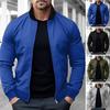 Men Jacket Slim Fit Full Zipper Long Sleeve Coat Solid Color Spring Autumn