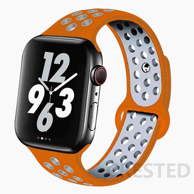 Спортивный силиконовый ремешок для Apple Watch Band 44 мм, 40 мм, 42 мм, 38 мм, 44 мм, дышащий браслет, ремешок для Apple Watch 6 iWatch 5 4 3 se