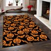 Halloween Pumpkin and Bat Pattern Rug Non-slip rug suitable for living room and bedroom sofas