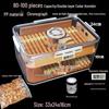 Professional Cedar Wood Cigar Humidor for 80 Imported Cigars - Sealed Aging Box Set Gift