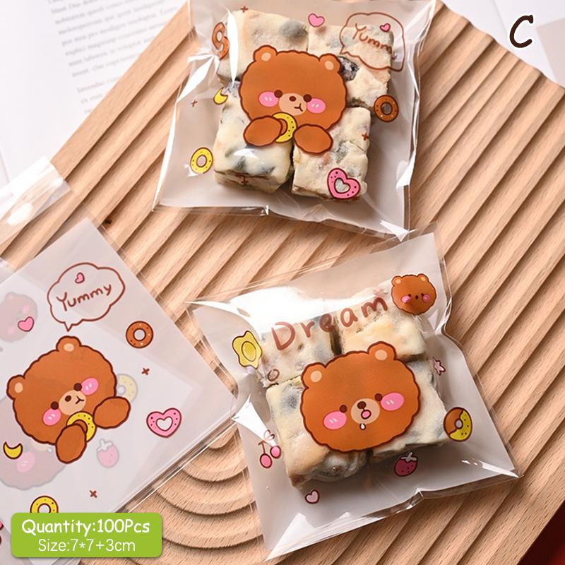 100Pcs 7*7Cm Clear Cake Gift Bag Plastic Candy Cookies Biscuits Packaging Bags