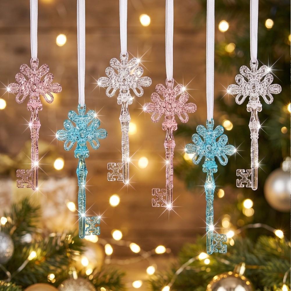 6Pcs DIY Christmas Icicle Pendants Transparent Xmas Tree Hanging Pendant New Year Decor