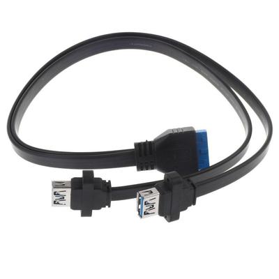 USB 3.0 20-контактный female на двойной AF female Плоский удлинительный кабель