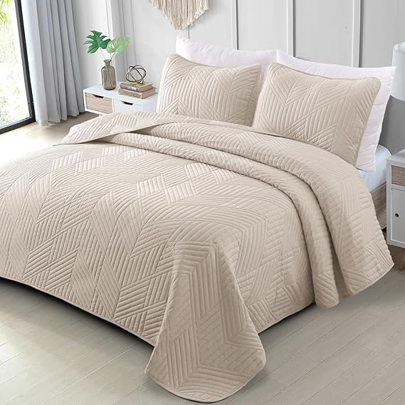 Эксклюзивный набор постельного белья Ultrasonic King Quilt, Легкие покрывала цвета березового бежа, Мягкий современный геометрический набор покрывал для Al