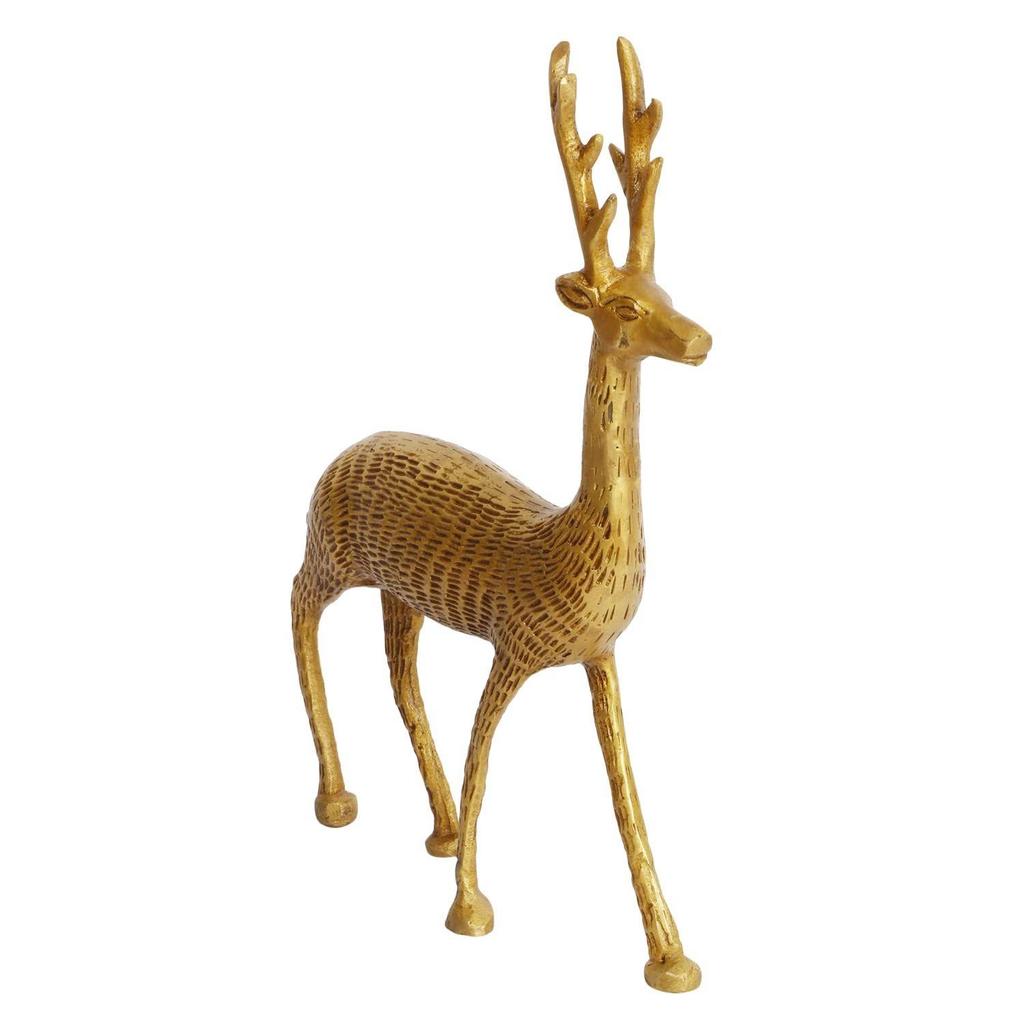 Brass Standing Deer Statue God Home Decor Murti Idol for Home Temple Puja Office Shop Counter Decorative Showpiece Vastu and Return Gift 9 Inches