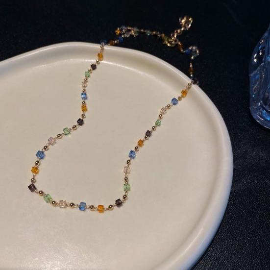 Женское ожерелье, бусины, красочные искусственные кристаллы, гальваническое покрытие из нержавеющей стали, легкий крутой кулон для девочек, ожерелье, подарок на день рождения, украшения на шею