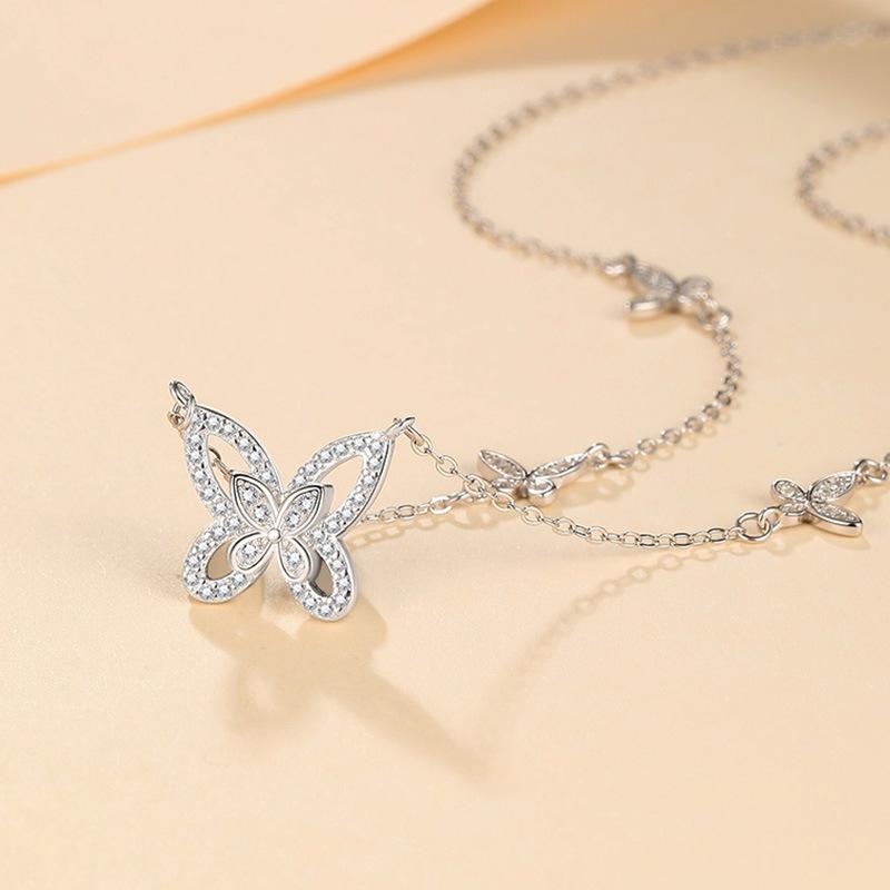 Ожерелье Phantom Butterfly, женская легкая роскошная модная универсальная цепочка на ключицу, бриллиантовый бластер, ювелирный подарок