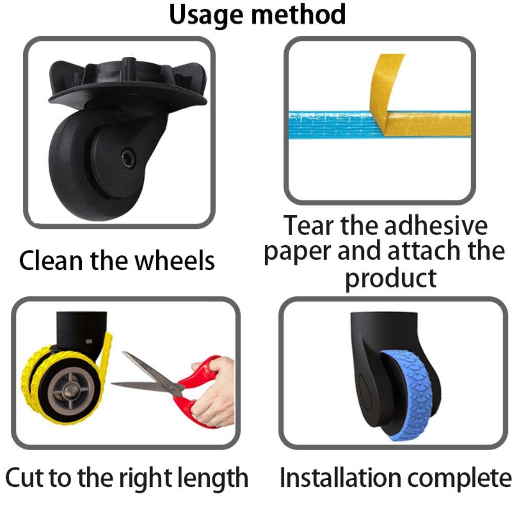 4 шт. Амортизирующие колеса для багажа, колеса для чемодана, колеса с защитой от шума, защитный чехол, уменьшение износа колес, защита колес багажа