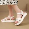 Женские сандалии, новые летние модные с открытым носком, с перекрестными ремешками, удобные, с толстым дном, с пряжкой, белые сандалии для женщин