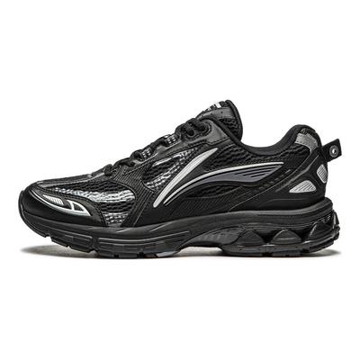 Li Ning Fuyiao 2.0 классические ретро кроссовки с двойной амортизацией, устойчивой поддержкой, прочные нескользящие кроссовки с низким верхом, женские кроссовки, черные, серебристые ARXU002-4