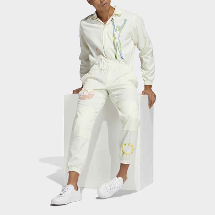 Adidas Оригинальный свободный комбинезон с принтом трилистника унисекс бежевый H43972