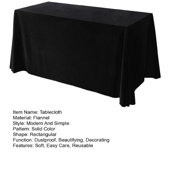 Tablecloth Oblong Shape Pure Color Easy Care Velvet Table Protection Banquets Party