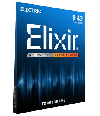 Струны для электрогитары Elixir NANOWEB Super Light .009-.042 #12002