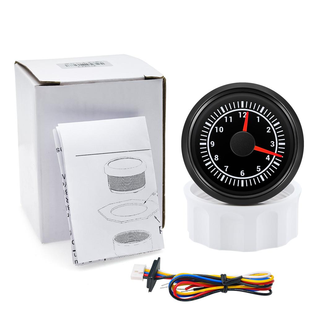 52mm Digital Clock Gauge 0-12 Hours Pointer 7 Color Backlight Hourmeter For Car Boat Truck Waterproof Clock Meter 12V 24V