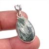 Natural Seraphinite Gemstone 925 Solid Sterling Silver Gift Pendant 1.50" G6g89