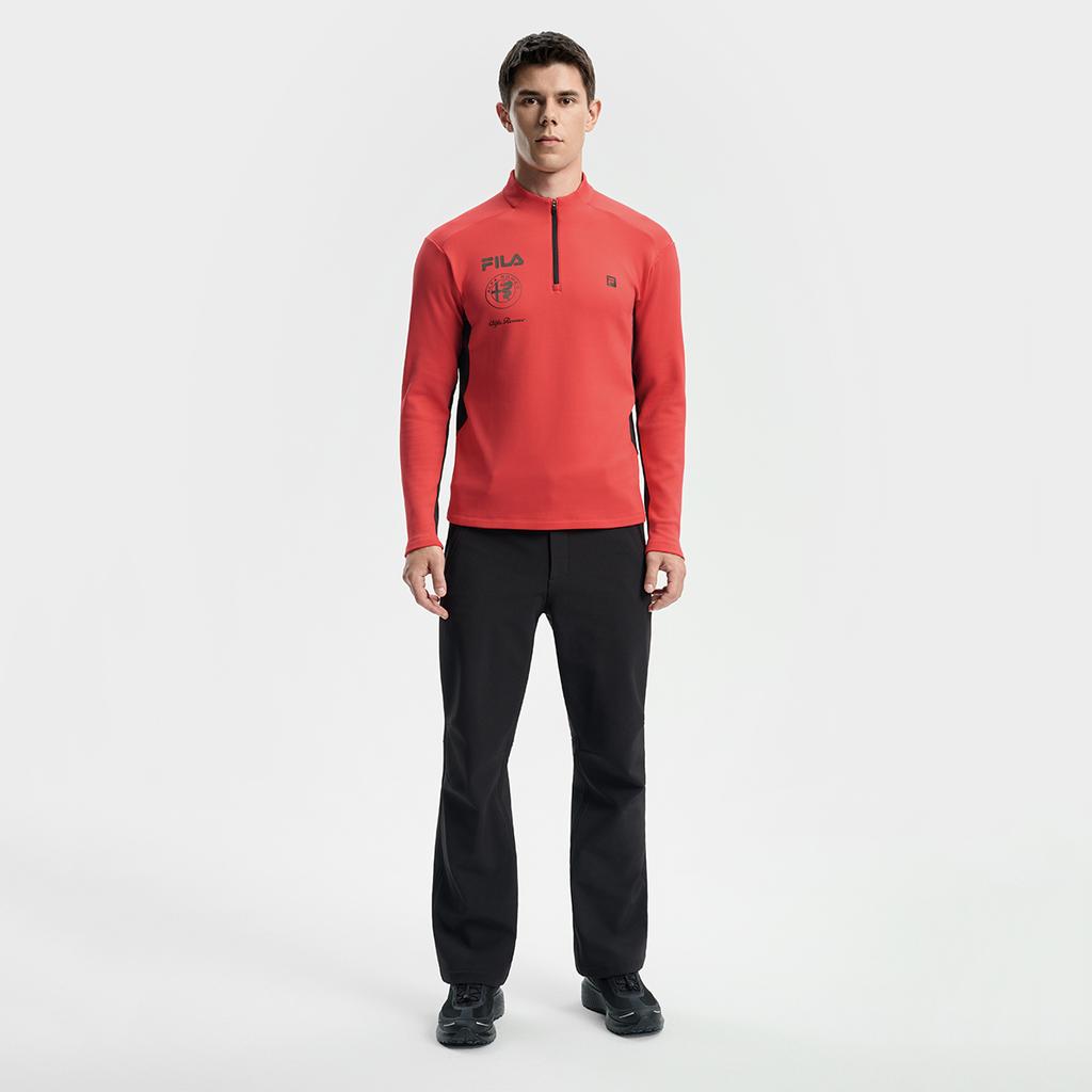 Fila Модная повседневная спортивная удобная флисовая теплая трикотажная футболка с длинным рукавом серии Ski для мужчин, топы, флуоресцентно-красный A11M546204FRD