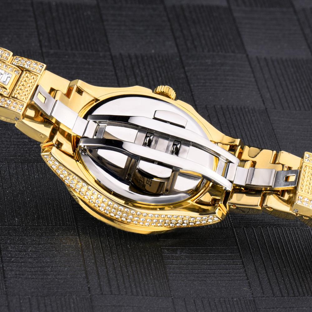 Men's Hip-hop Style Accessories Fashionable High-end Dual Calendar Business Full Diamond Quartz Men's Watch