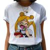 Japan Anime Sailor Moon Printed Women Summer Harajuku Short Sleeve White Casual Loose Cartoon Casual WoUnisex Tops Tshirt