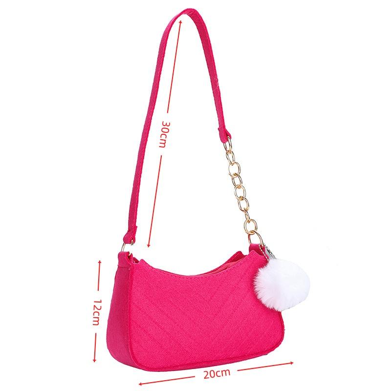 1Pcs Simple Light Weigh Underarm Bags Women'S Mini Felt Shoulder Bag Ergonomic Underarm Saddlebag Purse Shoulder Pouch