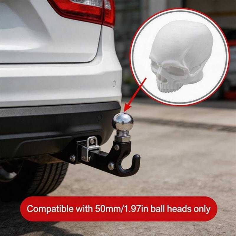 Skull Head Cover 50mm Universal Rubber Ball Cover Trailer Hitch Ball Cap for Trailer Caravans Truck Car