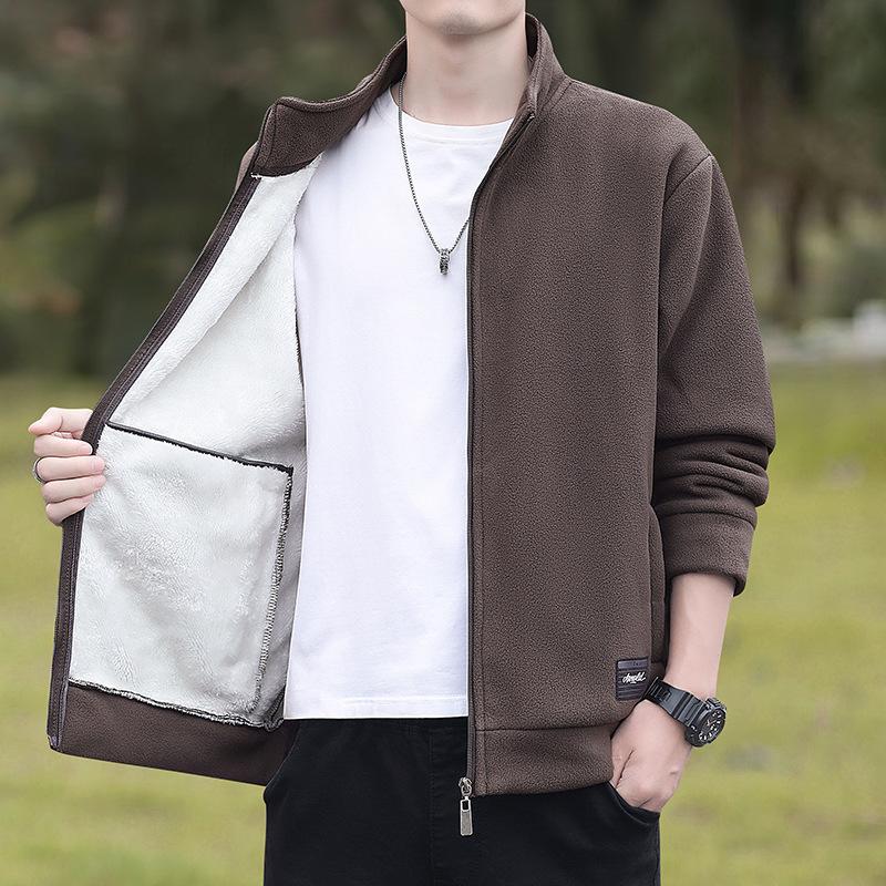 New Autumn and Winter Fleece Thickened Cardigan for Men Casual Versatile Jacket for Men
