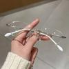 Women Ladies Rimless Minus Glasses Anti Blue Light Eye Protection Near Sight Glasses Ultra Light Eyeglasses Diopter 0 To -4.0