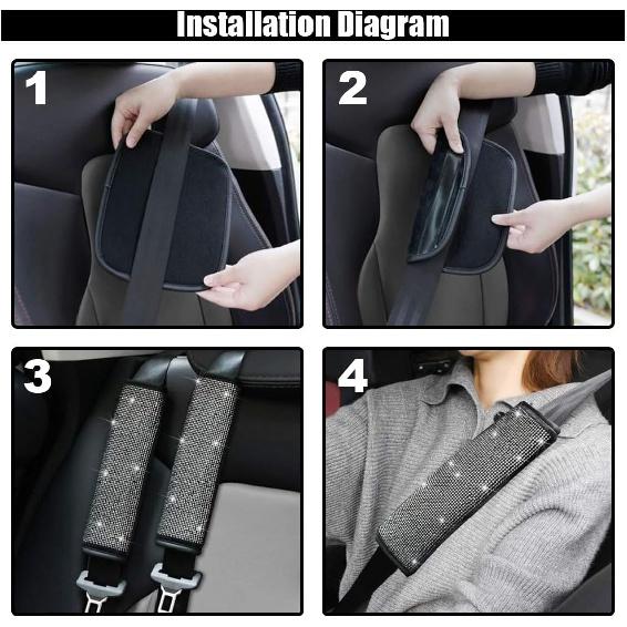 2PCS Bling автомобильные накладки на ремни безопасности, чехлы на ремни безопасности со стразами для женщин, накладка на ремень безопасности автомобиля с хрустальным бриллиантом, салон автомобиля