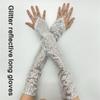1pair Reflective Sequins Gloves Glitter Long Gloves Comfortable Breathable Glove for Costume Parties