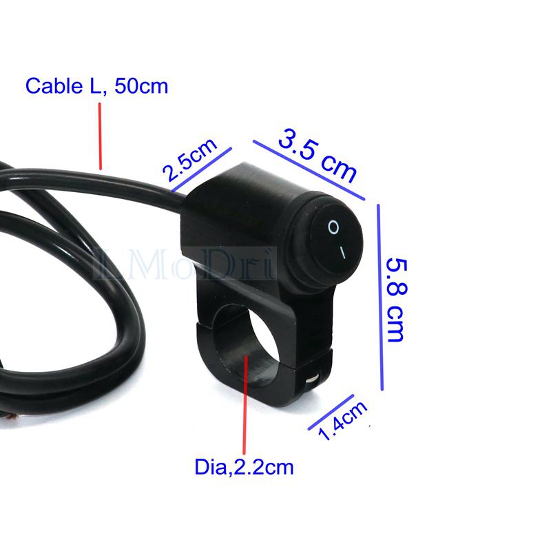 LMODRI 12 В для мотоцикла, переключатели из алюминиевого сплава с ЧПУ, 7/8 дюйма, 22 мм, переключатель фар на руль, водонепроницаемый 2