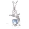 [N5341] - Silver Pendant 'Tendres Dauphins' Turquoise Silver (rhodium Plated) - 10x7 Mm