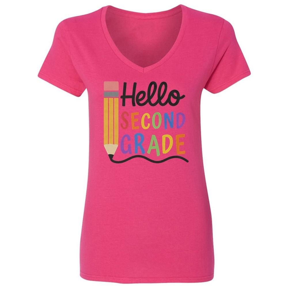 Hello Second Grade - Pencil Back To School Teacher Ladies' V-Neck Tshirt Unisex T-Shirt