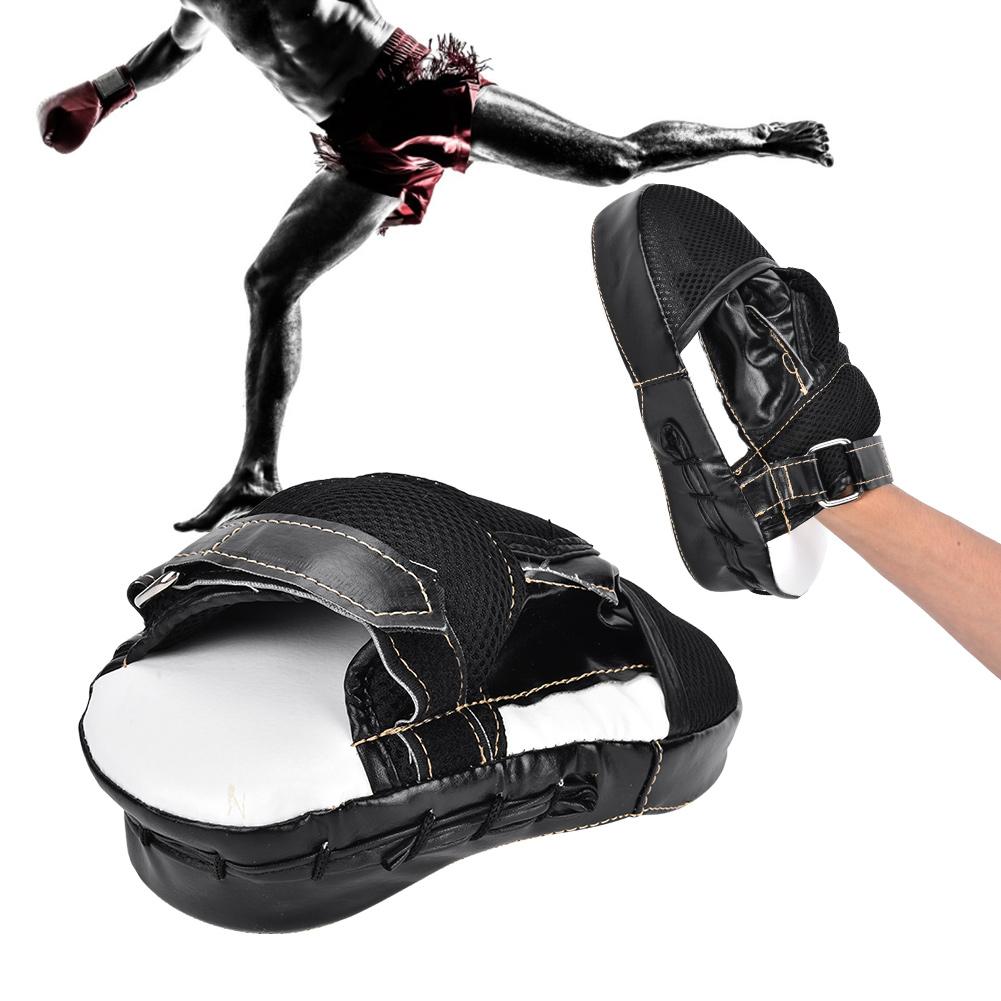 PU Leather Curved Boxing Hand Target Mitt Punching Pad Kickboxing Thai Training Fitness