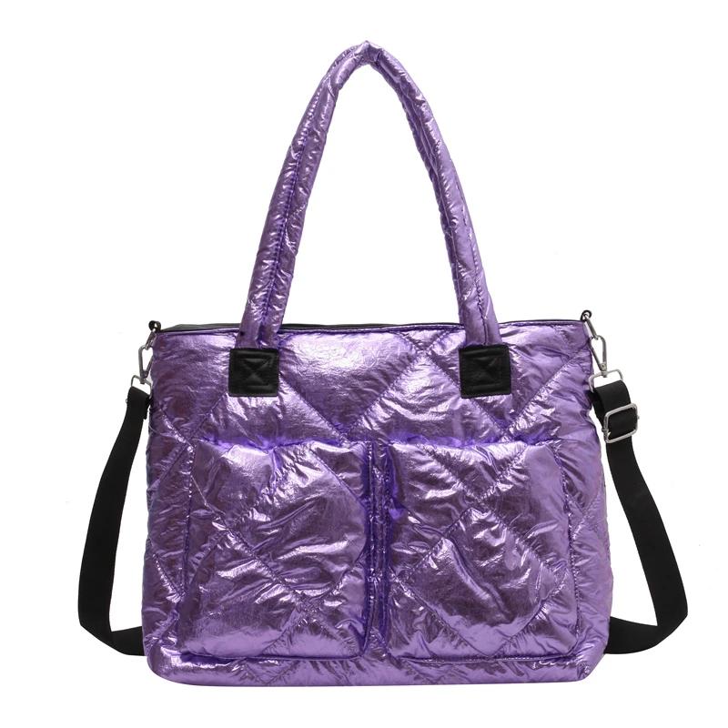 Женская мягкая хлопковая сумка-мессенджер на плечо зимняя сумка просторная пуховая яркая большая вместимость сверхлегкая повседневная модная новая