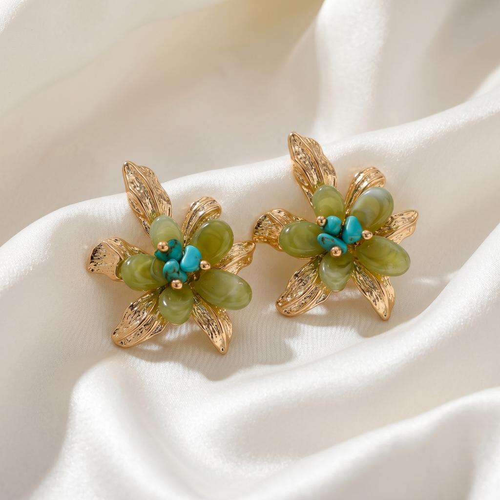 Hot-selling handmade flower bud earrings fashionable and elegant versatile stud earrings high-end earrings women