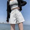 Classic and Minimalist Fashion Versatile Female Summer High-waisted Thin Outside Loose Rolled Wide-leg A Word Denim Shorts Individuality Trendiness