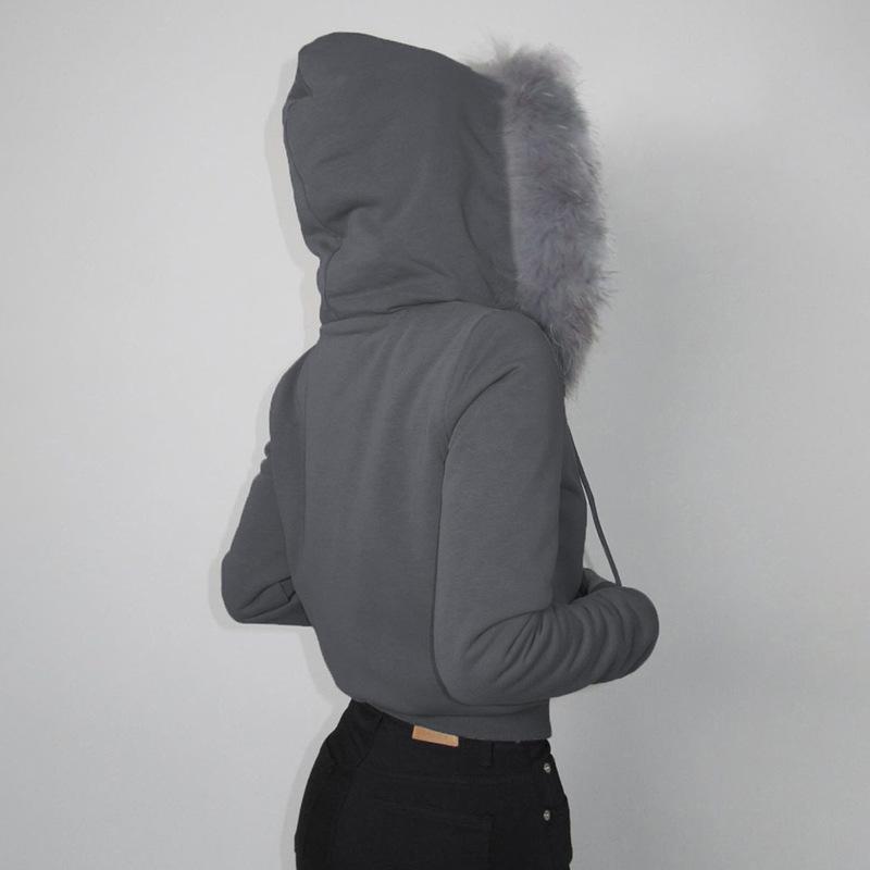 Goth Dark Streetwear Толстовки с капюшоном с воротником из искусственного меха с двойной молнией Пальто с капюшоном Женские повседневные куртки в готическом стиле с карманами Y2K Grunge Fall Cardigan