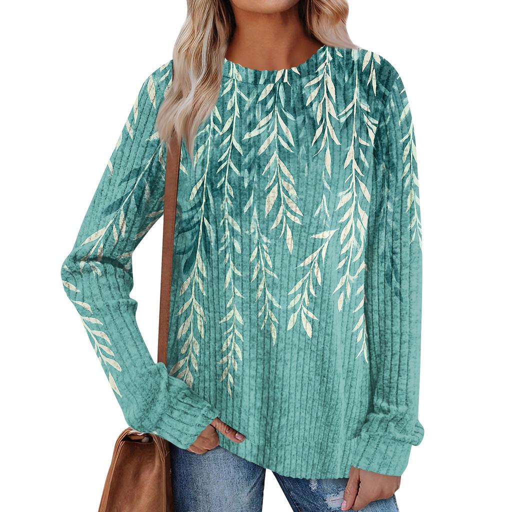 Женский принт Легкий Топ с круглым вырезом из матового хлопка