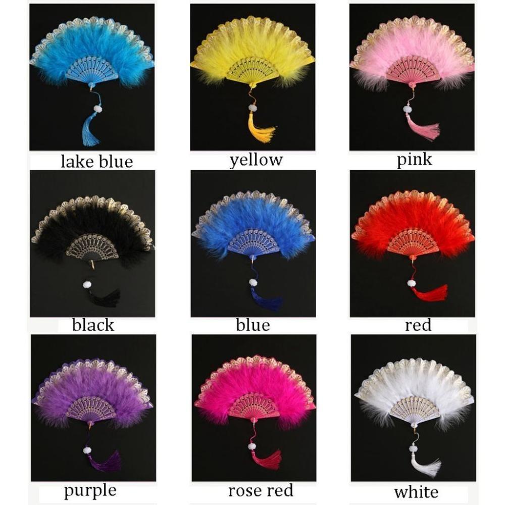 Accessories Handmade with Pendant Dance Hand Fan Party Decor Feather Folding Fan Wedding Gift