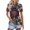 Женская модная повседневная рубашка с отворотом и коротким рукавом с принтом, женские топы на пуговицах