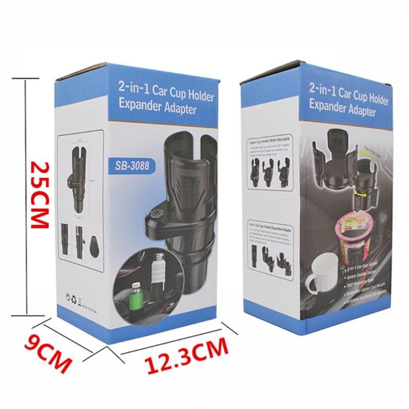 Многофункциональный автомобильный держатель для стаканов 2 в 1, адаптер для расширения объема напитков, подставка-лоток, вращающаяся на 360 градусов, органайзер, нескользящая