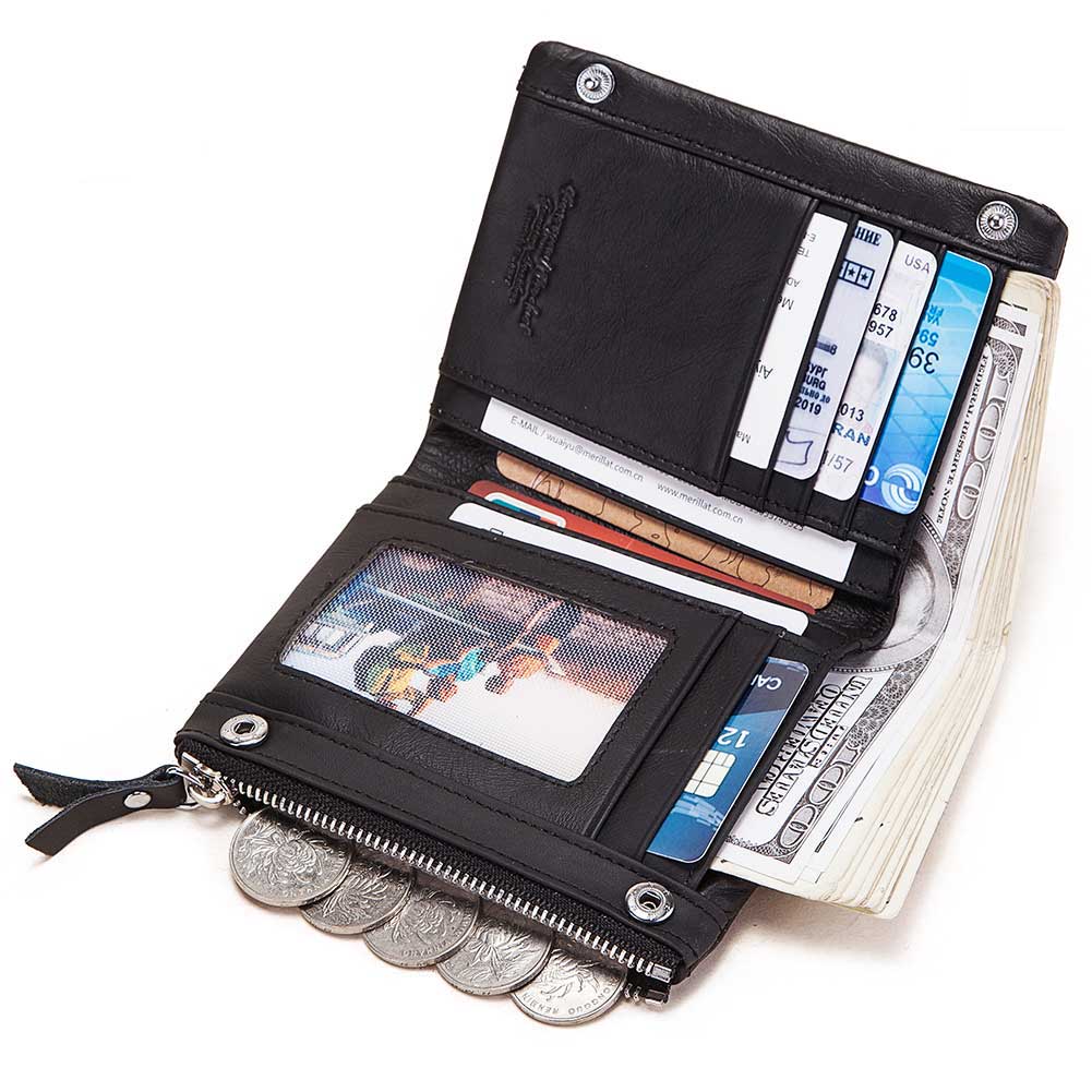 Humerpaul Мужской кошелек RFID защита от кражи сканирование мужской кожаный короткий кошелек Biflod на молнии чехол для монет повседневная сумка для денег BP-BP812-черный