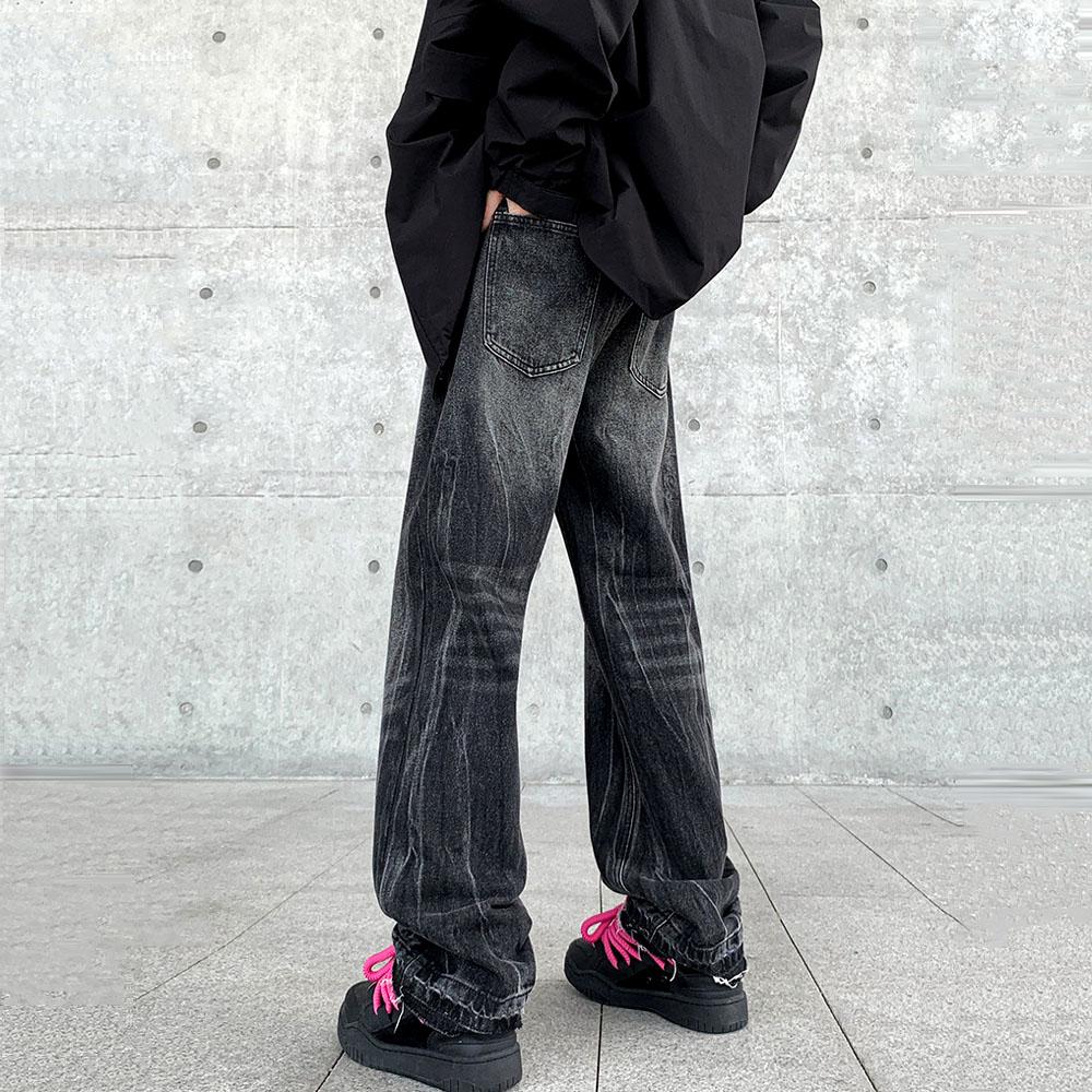 Мужские негабаритные 5XL Y2K черные джинсовые прямые брюки повседневные брюки мужские корейские уличные хип-хоп винтажные широкие мешковатые джинсы для мужчин